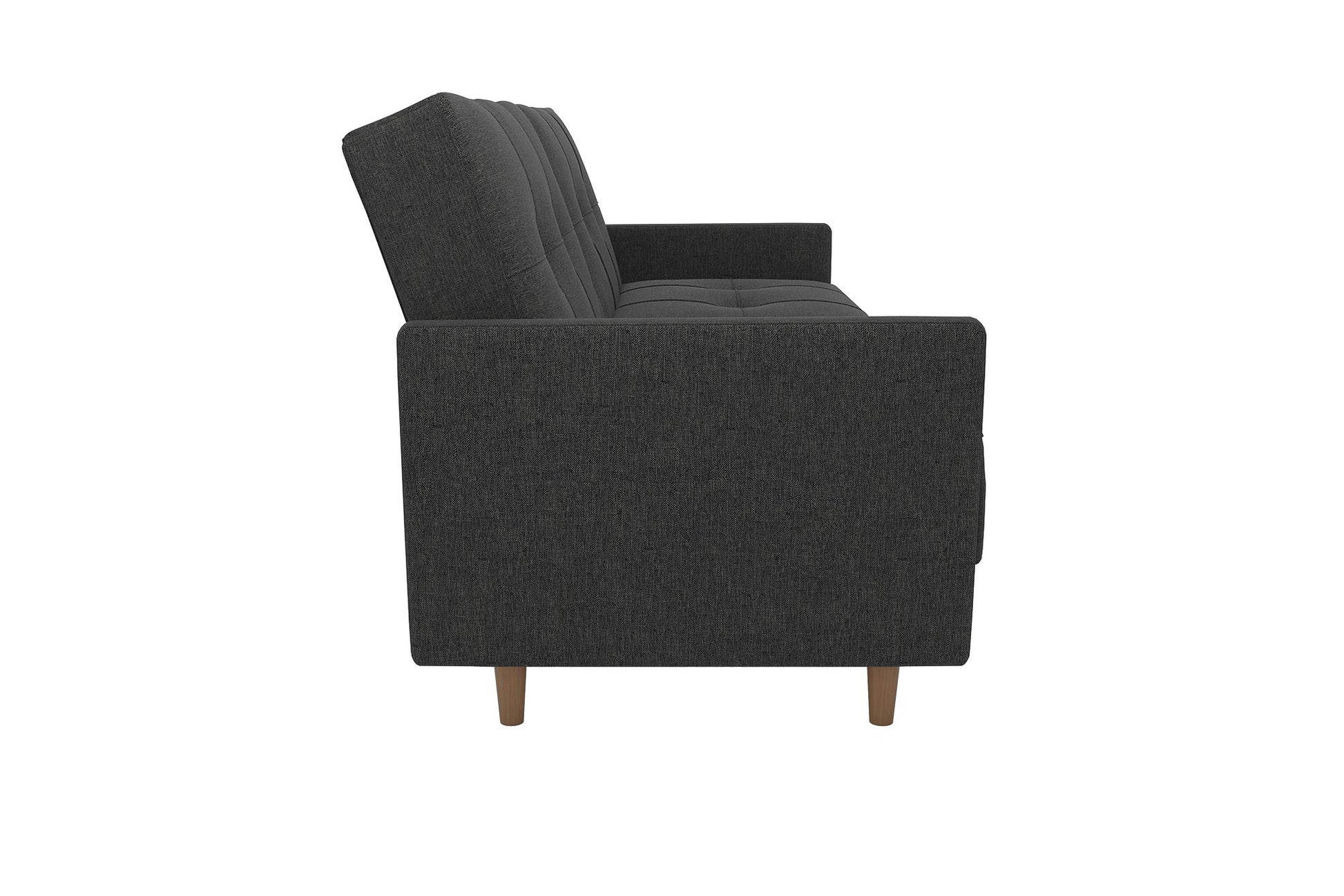 Andora Tufted Upholstered Coil Futon with Wooden Legs - Grey Linen