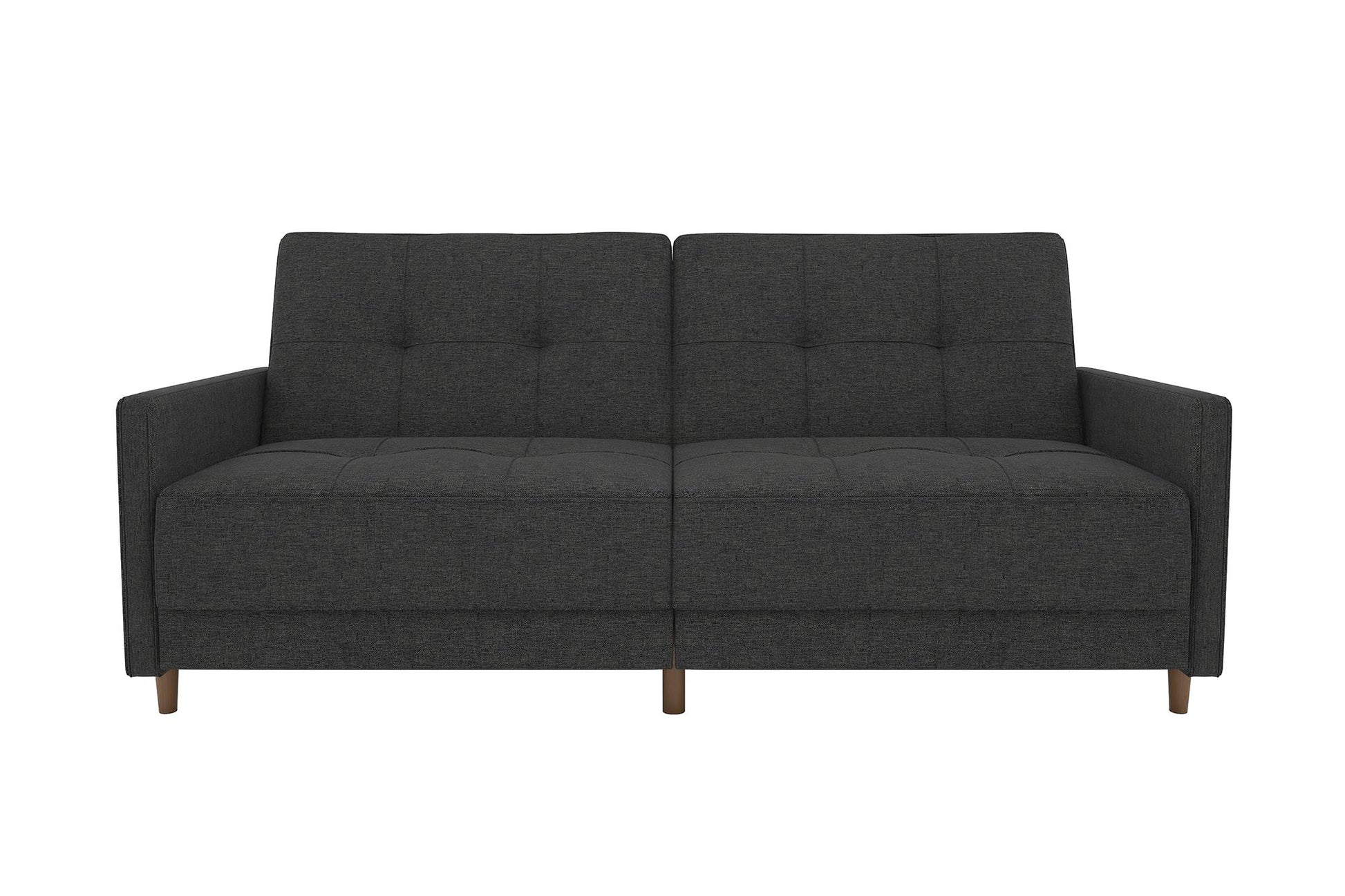Andora Tufted Upholstered Coil Futon with Wooden Legs - Grey Linen