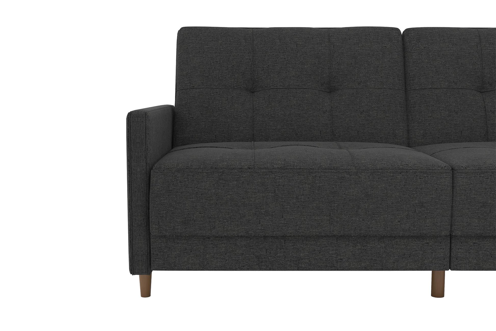 Andora Tufted Upholstered Coil Futon with Wooden Legs - Grey Linen