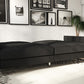 Pembroke Convertible Futon with Armrests and Metal Sleigh Legs - Grey Linen