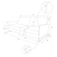 Pembroke Convertible Futon with Armrests and Metal Sleigh Legs - Grey Linen