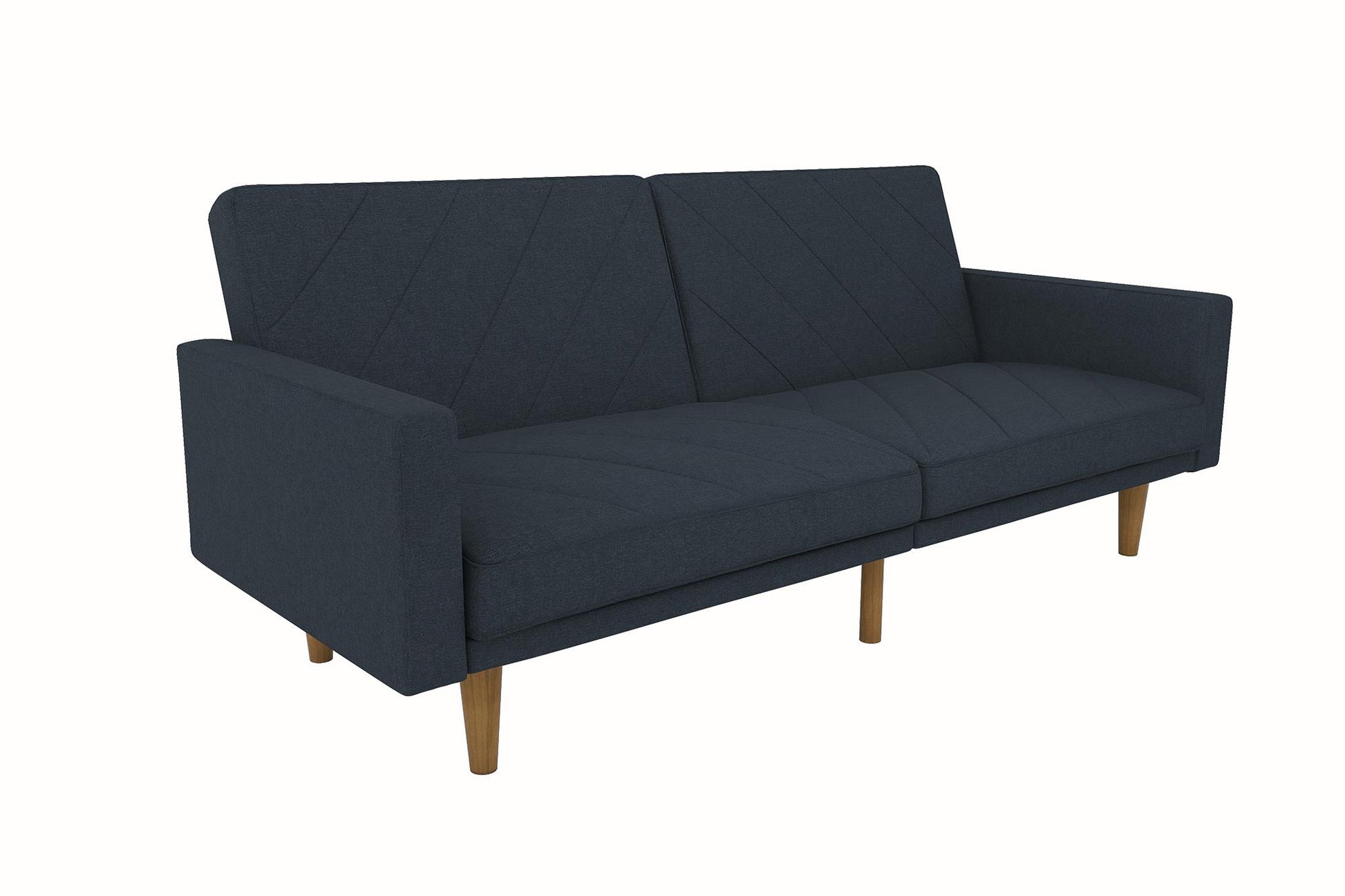 Paxson Futon with Solid Wood Legs and Diagonal Design - Navy