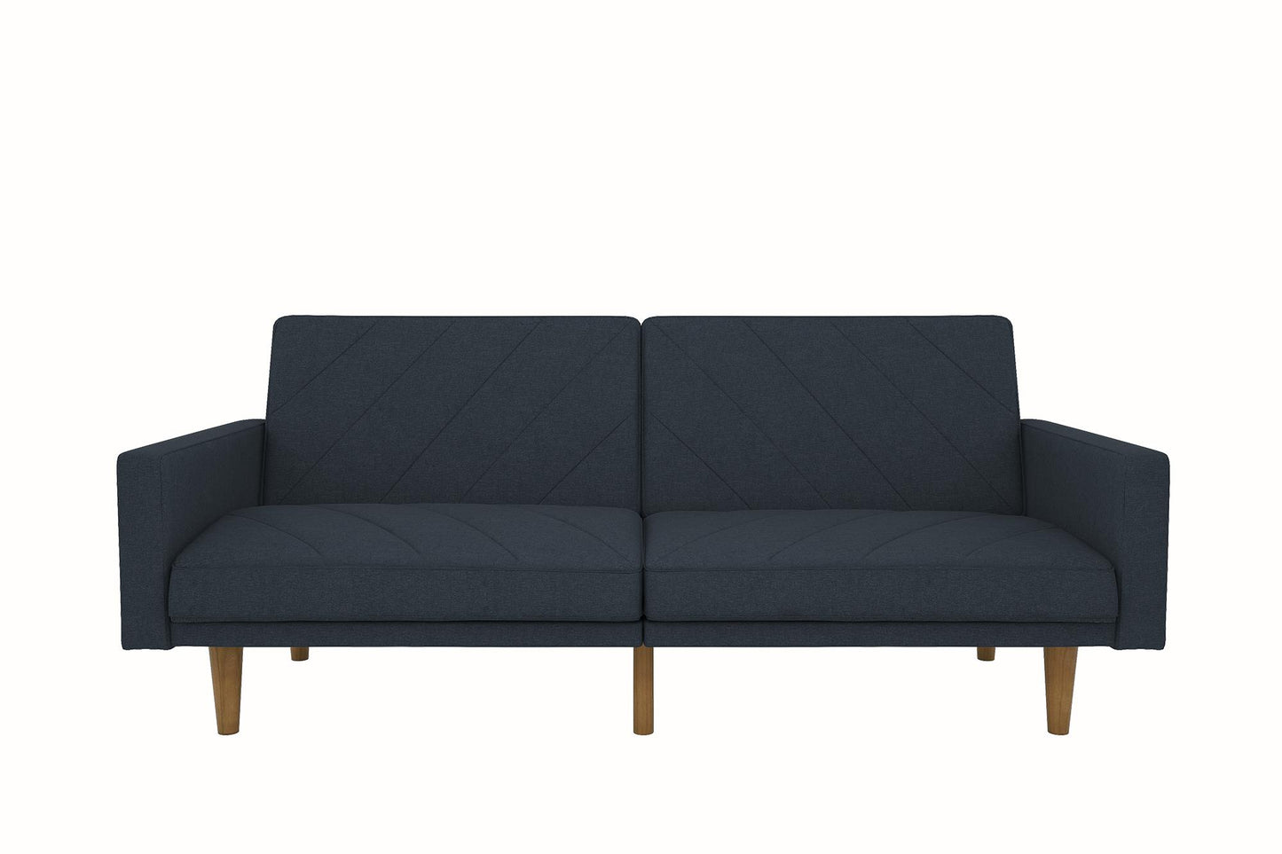 Paxson Futon with Solid Wood Legs and Diagonal Design - Navy