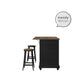 DHP Kelsey Kitchen Island with 2 Stools and Drawers, Black - Black