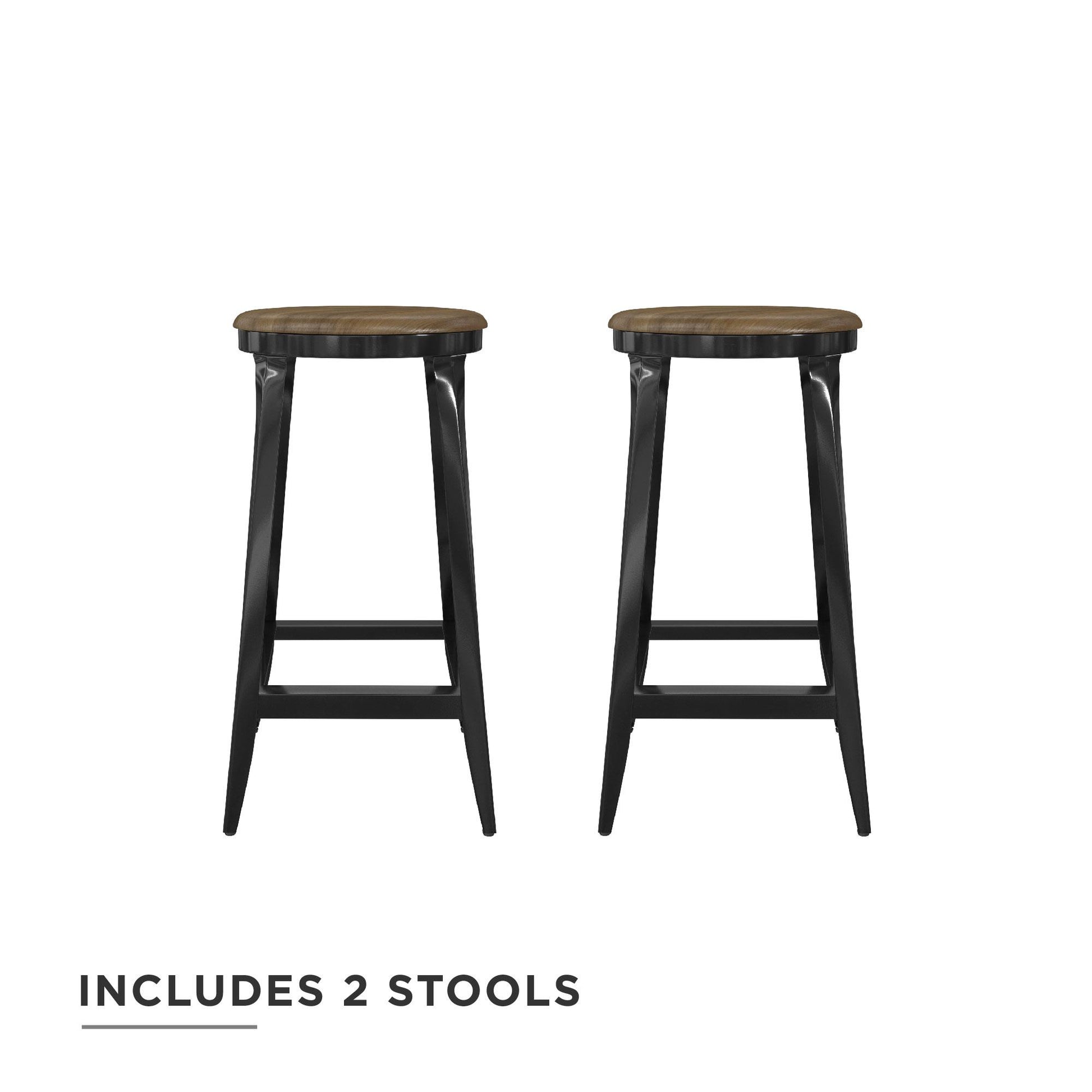 DHP Kelsey Kitchen Island with 2 Stools and Drawers, Black - Black