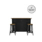 DHP Kelsey Kitchen Island with 2 Stools and Drawers, Black - Black