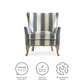 Reva Upholstered Club Accent Chair with Nail Head Trim - Blue Stripe