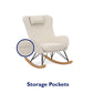 Robbie Rocker Accent Chair with Storage Pockets and Matching Pillow Headrest - Beige