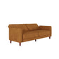 Pin Tufted Transitional Futon with Vertical Stitching and Button Tufting - Rust