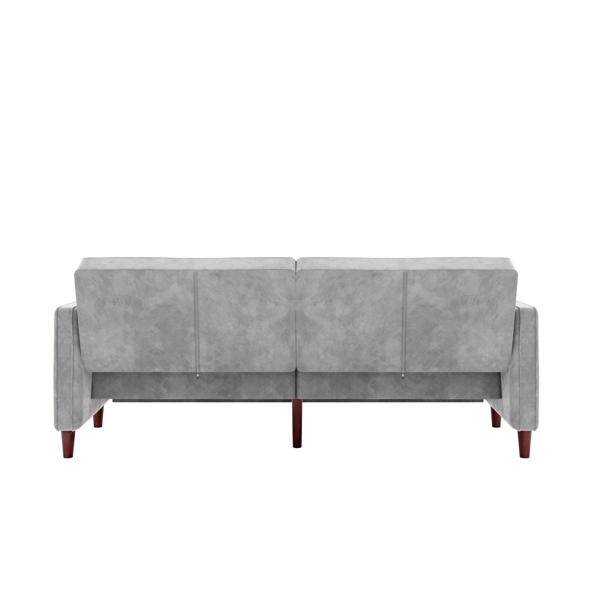 Pin Tufted Transitional Futon with Vertical Stitching and Button Tufting - Light Gray