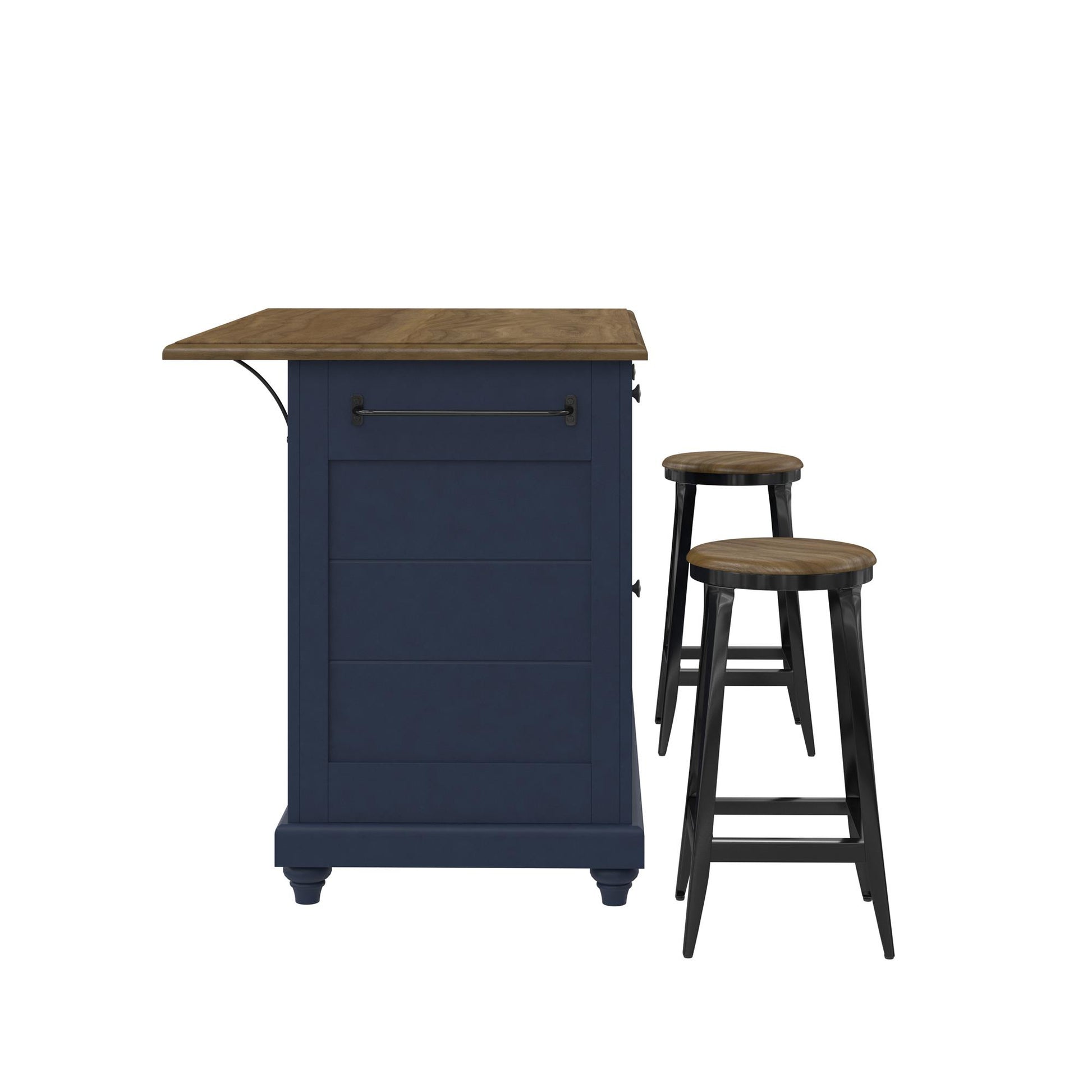 DHP Kelsey Kitchen Island with 2, Blue - Blue