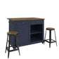 DHP Kelsey Kitchen Island with 2, Blue - Blue