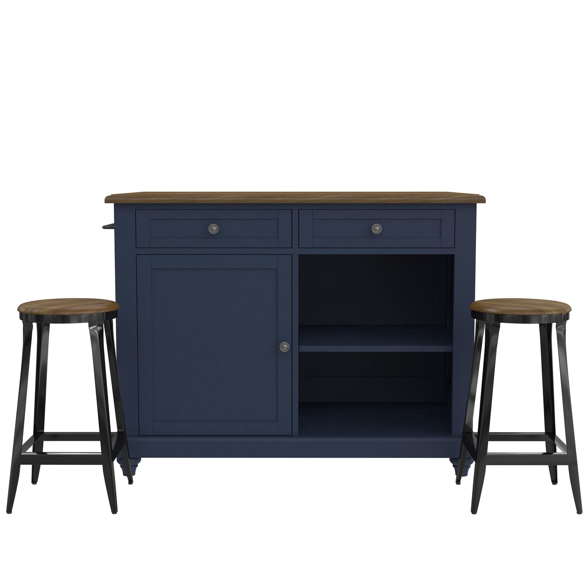 DHP Kelsey Kitchen Island with 2, Blue - Blue