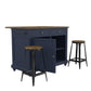 DHP Kelsey Kitchen Island with 2, Blue - Blue