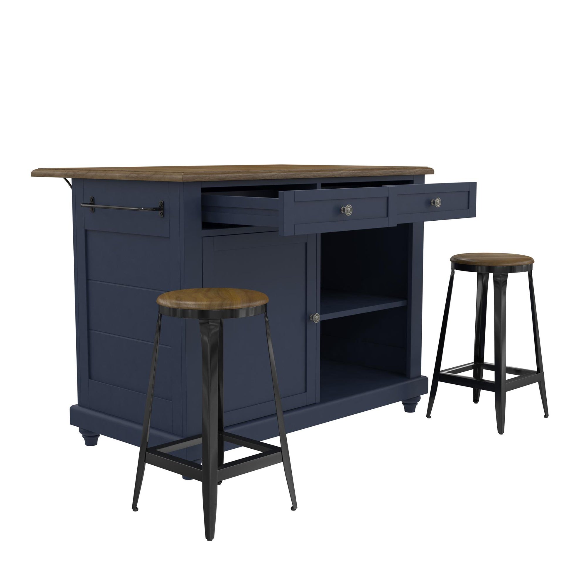 DHP Kelsey Kitchen Island with 2, Blue - Blue