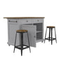 DHP Kelsey Kitchen Island with 2 Stools, Gray - Gray