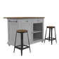 DHP Kelsey Kitchen Island with 2 Stools, Gray - Gray