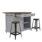 DHP Kelsey Kitchen Island with 2 Stools, Gray - Gray