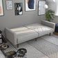 Paxson Futon with Solid Wood Legs and Diagonal Design - Light Gray