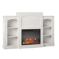 Hawke's Bay Electric Fireplace Mantel with Bookshelves - Ivory Oak