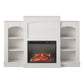 Hawke's Bay Electric Fireplace Mantel with Bookshelves - Ivory Oak