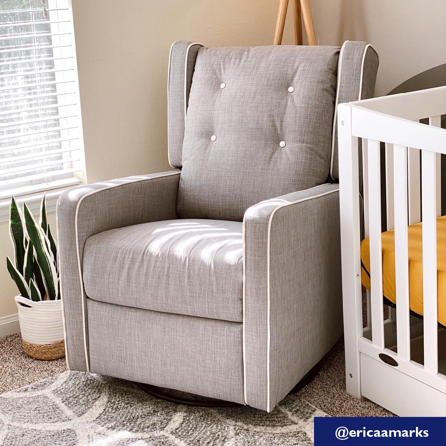 Mikayla Swivel Glider Recliner Chair Pocket Coil Seating - Grey Linen