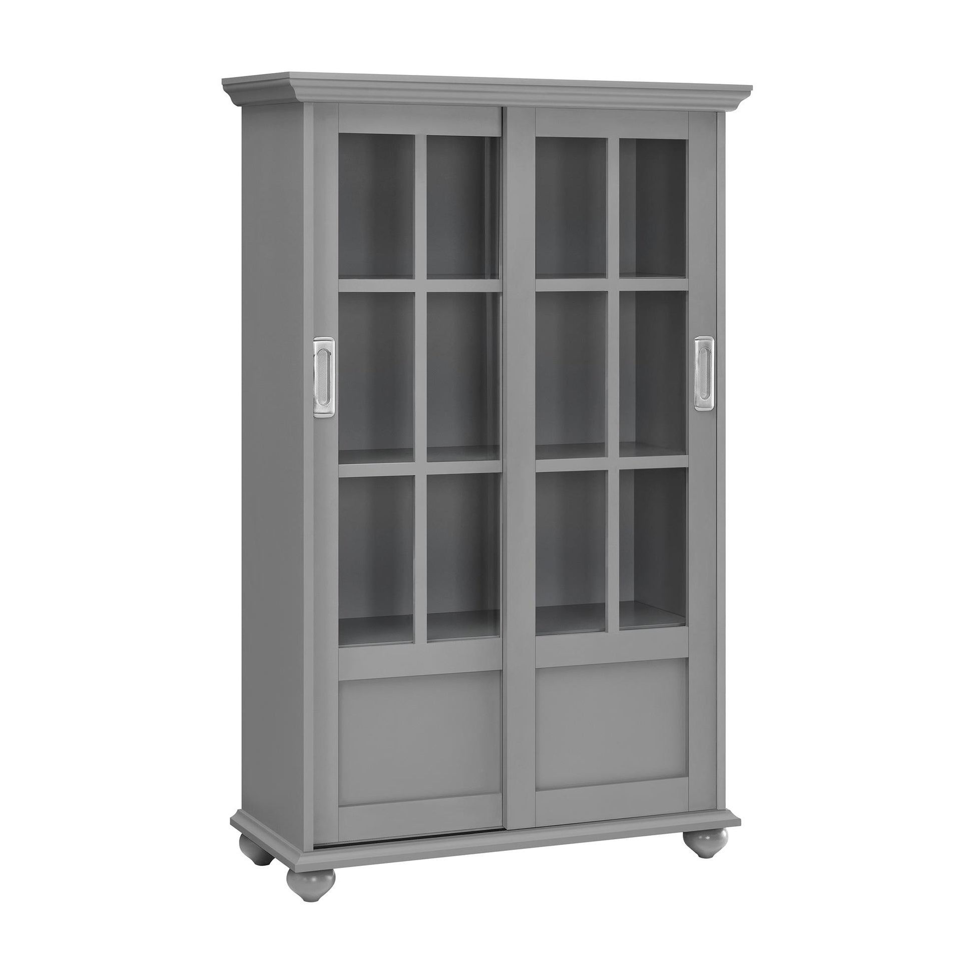 Aaron Lane Bookcase with Sliding Glass Doors - Gray