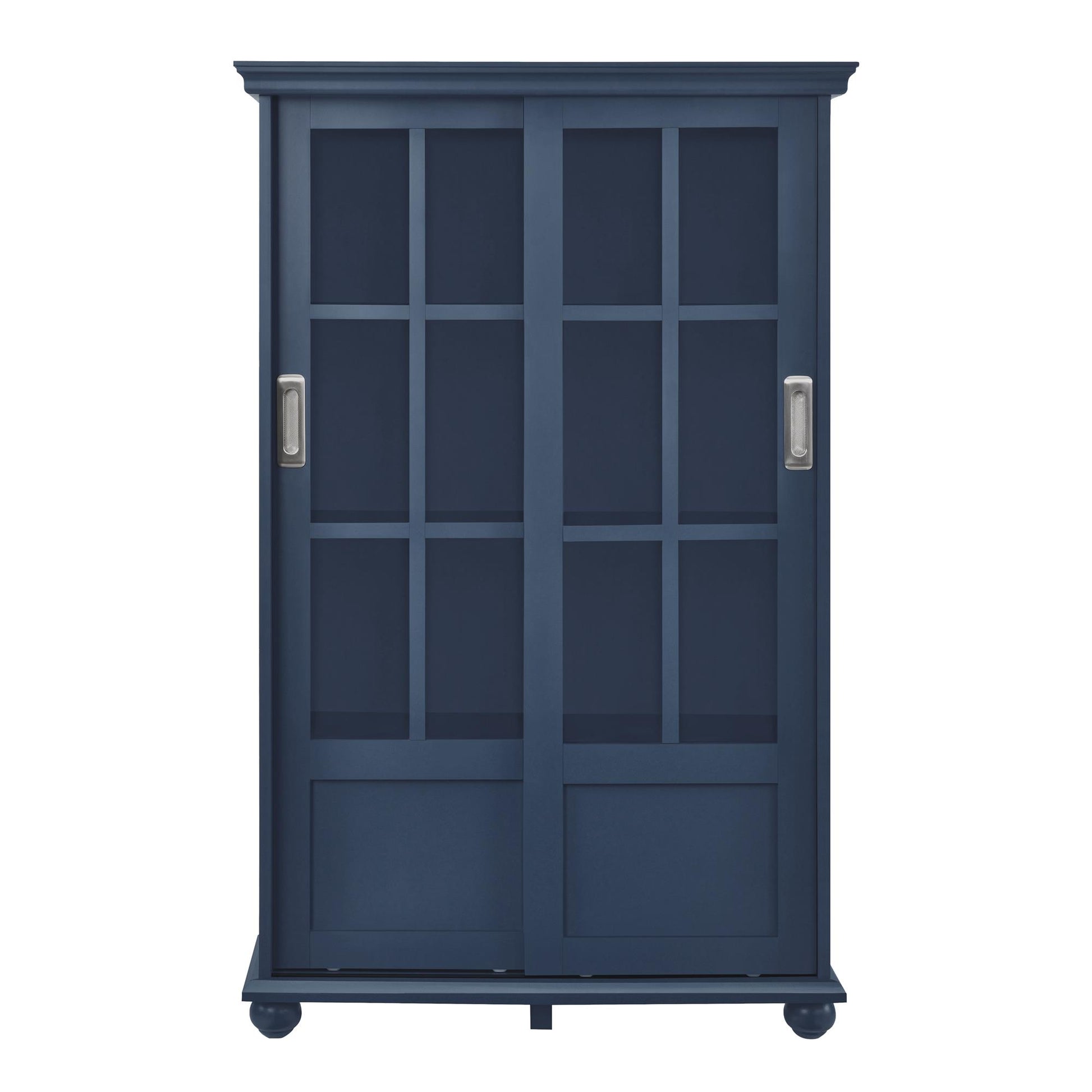 Aaron Lane Tall Bookcase with 2 Sliding Glass Doors - Blue