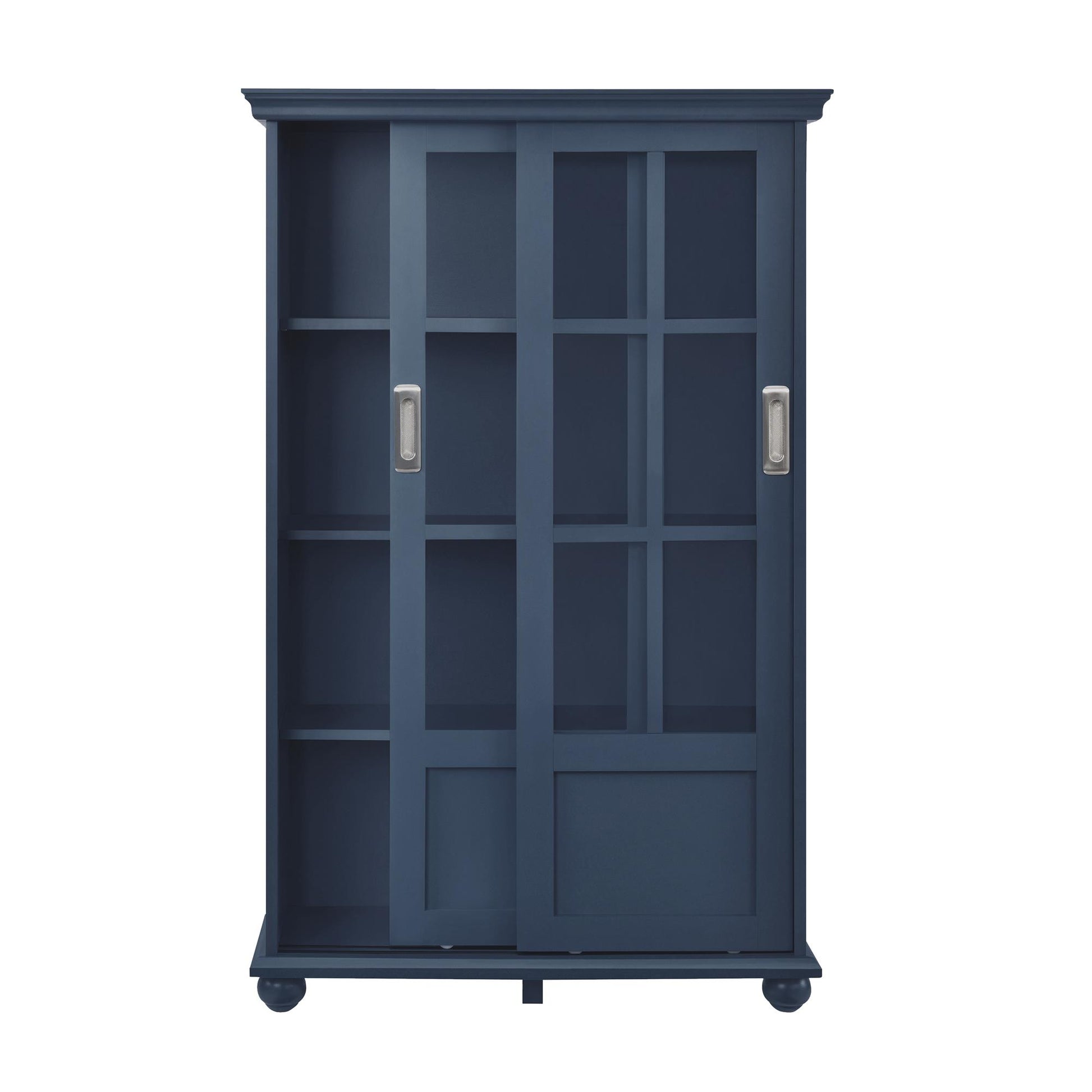 Aaron Lane Tall Bookcase with 2 Sliding Glass Doors - Blue