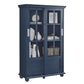 Aaron Lane Tall Bookcase with 2 Sliding Glass Doors - Blue