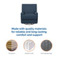 Rylan Upholstered Swivel Glider Recliner Chair with Square Back - Blue