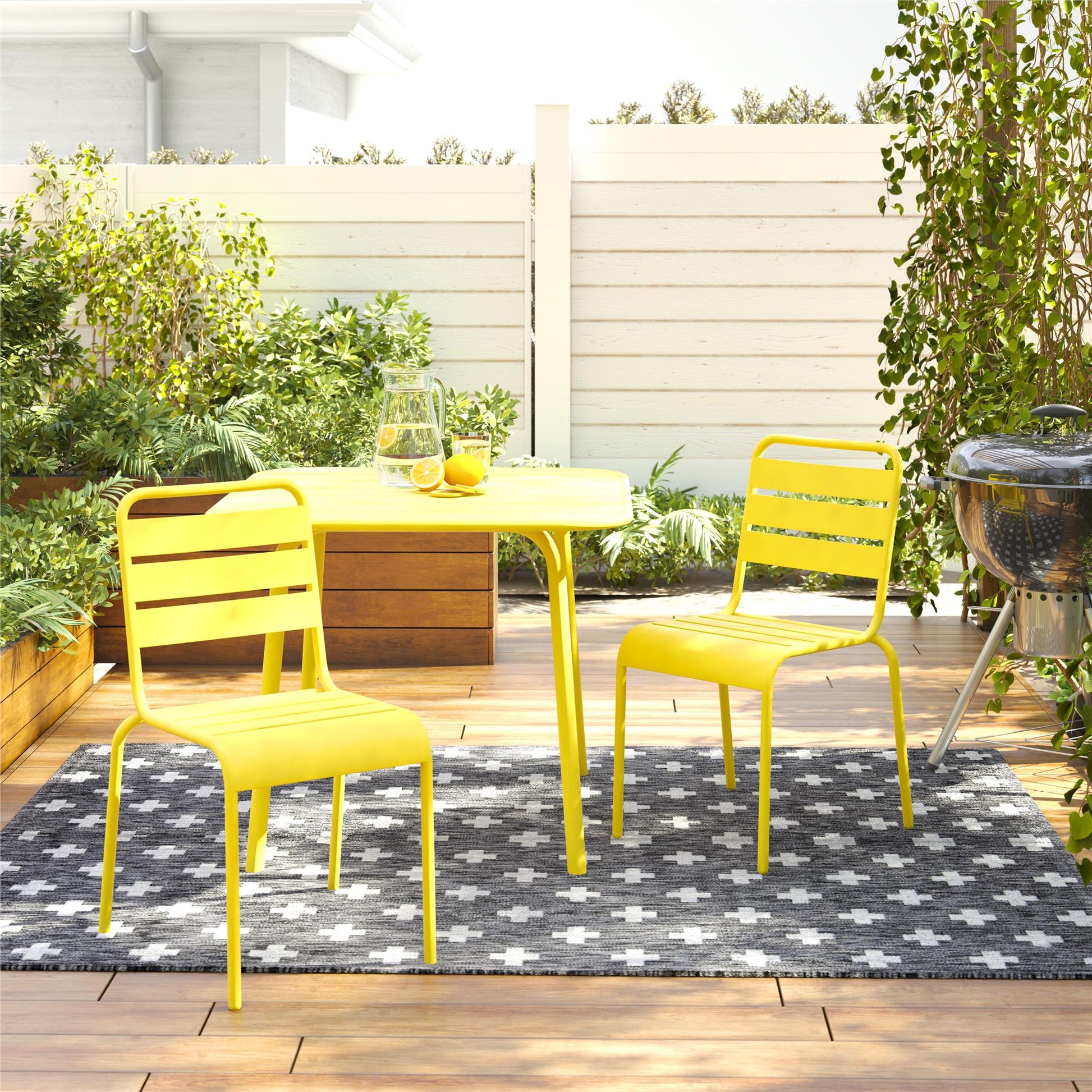 Poolside Gossip June Outdoor/Indoor Stacking Dining Chairs Set - Yellow - 2-Pack