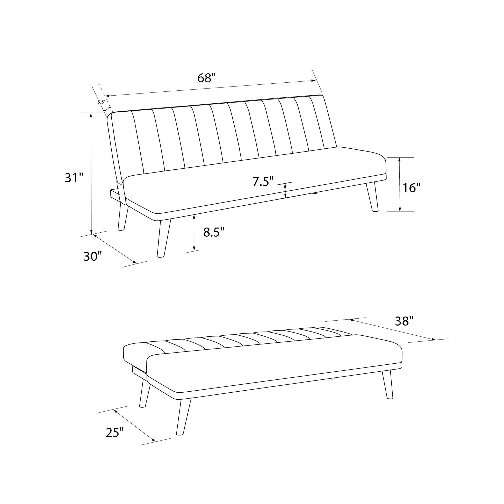Brittany Armless Futon - White