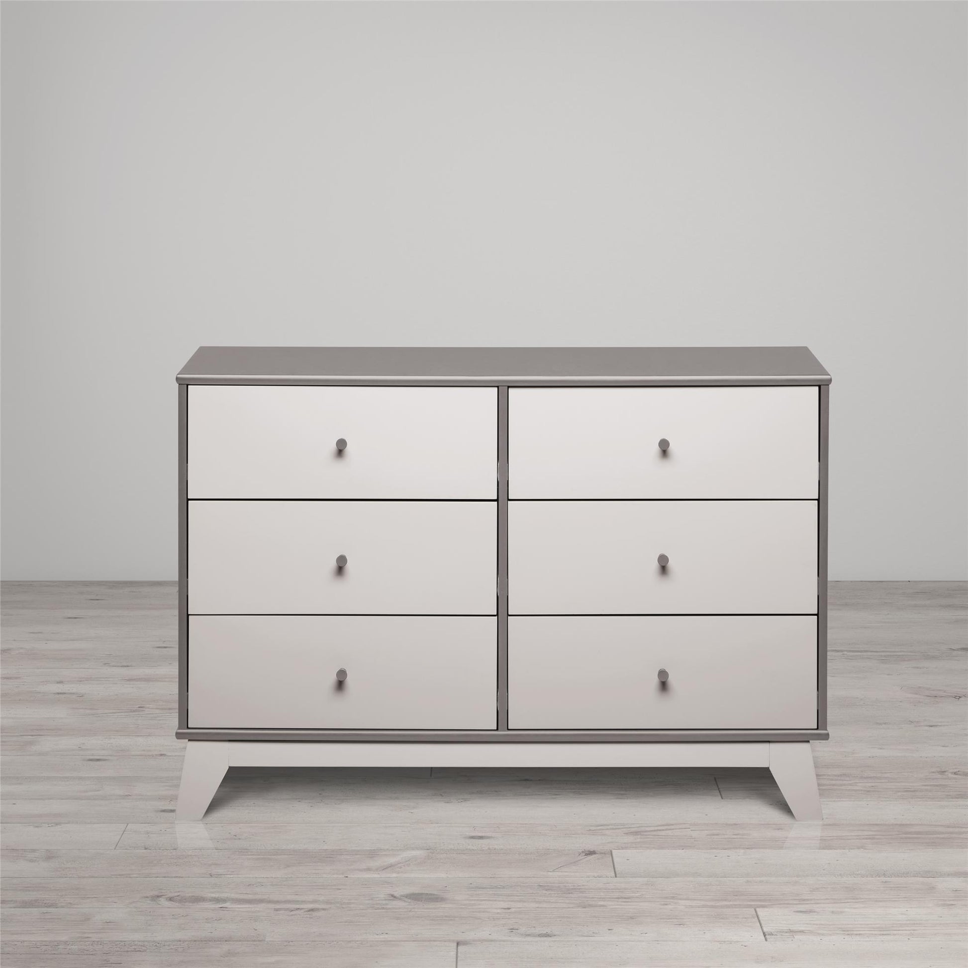 Rowan Valley Flint 6 Drawer Dresser with Solid Wood Angled Feet - Gray