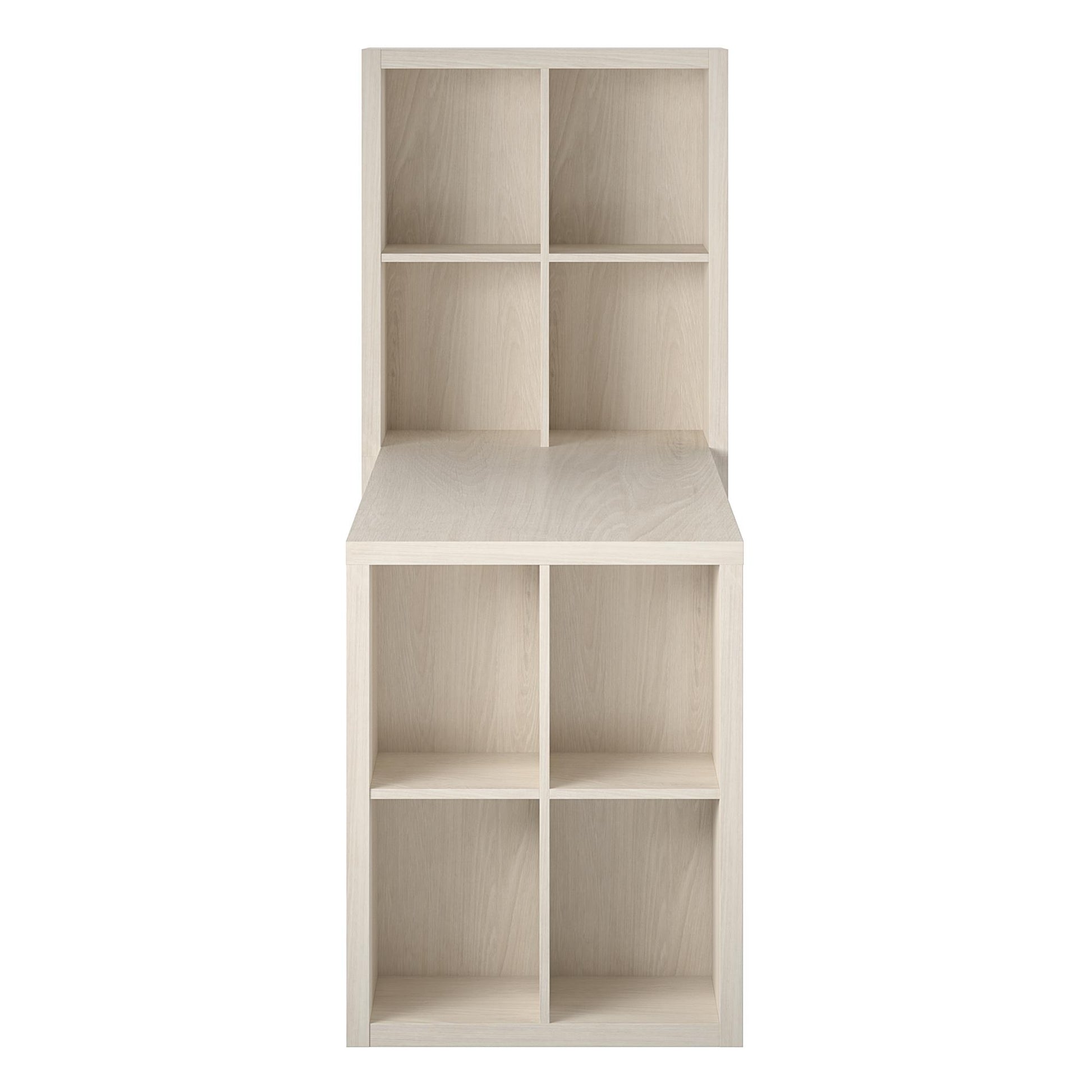 London Hobby Bookcase and Crafting Desk with Cubbies - Ivory Oak