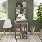 London Hobby Bookcase and Crafting Desk with Cubbies - Gray Oak