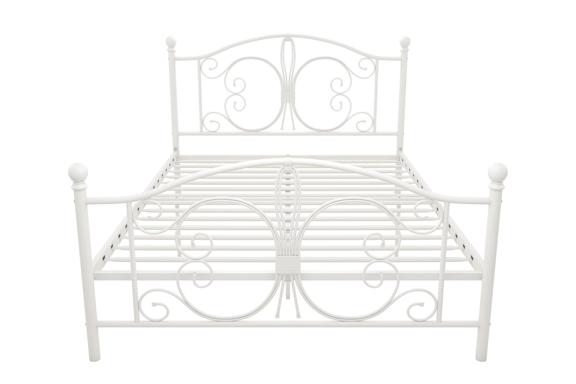 Bombay Victorian Metal Bed with Secured Metal Slats - White - Full