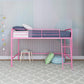 Jett Junior Loft Bed with Metal Frame and Built-In Ladder - Pink - Twin