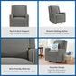 Robyn Upholstered Rocker Recliner Chair with White Trim Detail - Graphite Grey