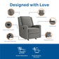Robyn Upholstered Rocker Recliner Chair with White Trim Detail - Graphite Grey