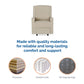 Robyn Upholstered Rocker Recliner Chair with White Trim Detail - Beige