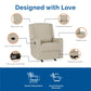 Robyn Upholstered Rocker Recliner Chair with White Trim Detail - Beige