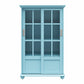 Aaron Lane Tall Bookcase with 2 Sliding Glass Doors - Sea Blue