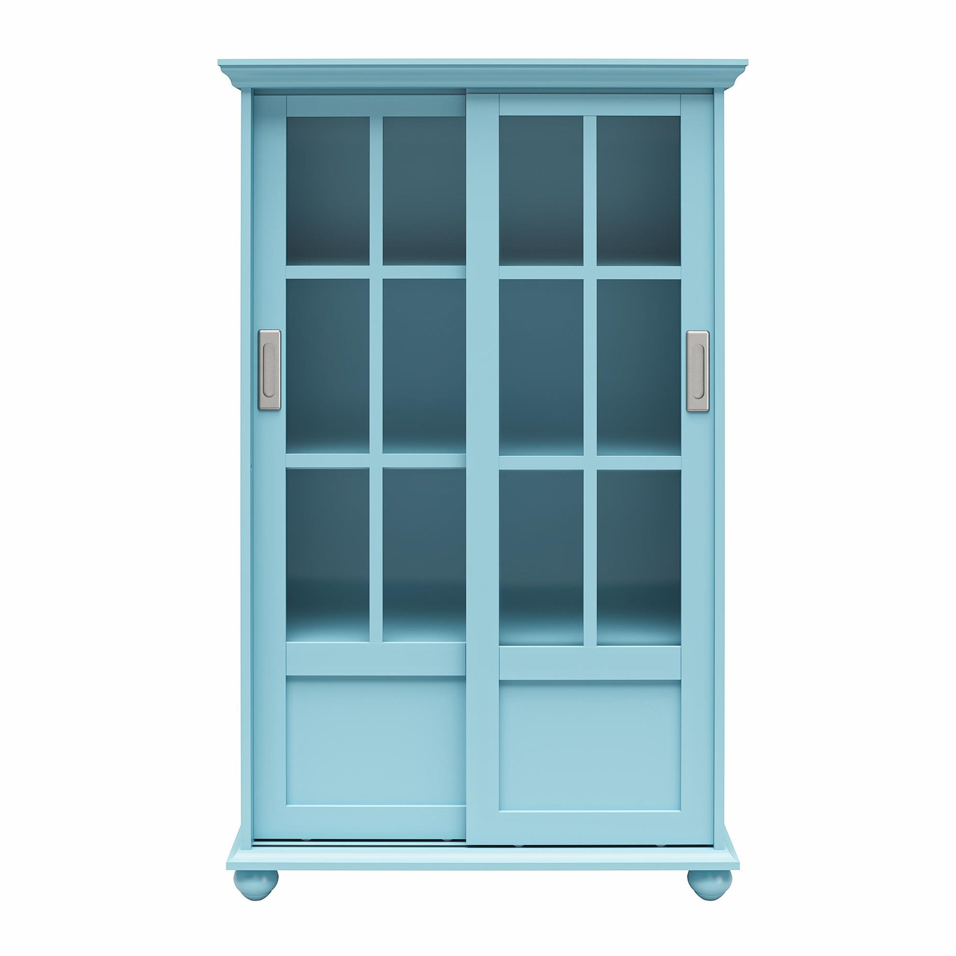 Aaron Lane Tall Bookcase with 2 Sliding Glass Doors - Sea Blue