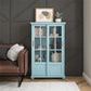 Aaron Lane Tall Bookcase with 2 Sliding Glass Doors - Sea Blue