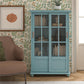 Aaron Lane Tall Bookcase with 2 Sliding Glass Doors - Sea Blue