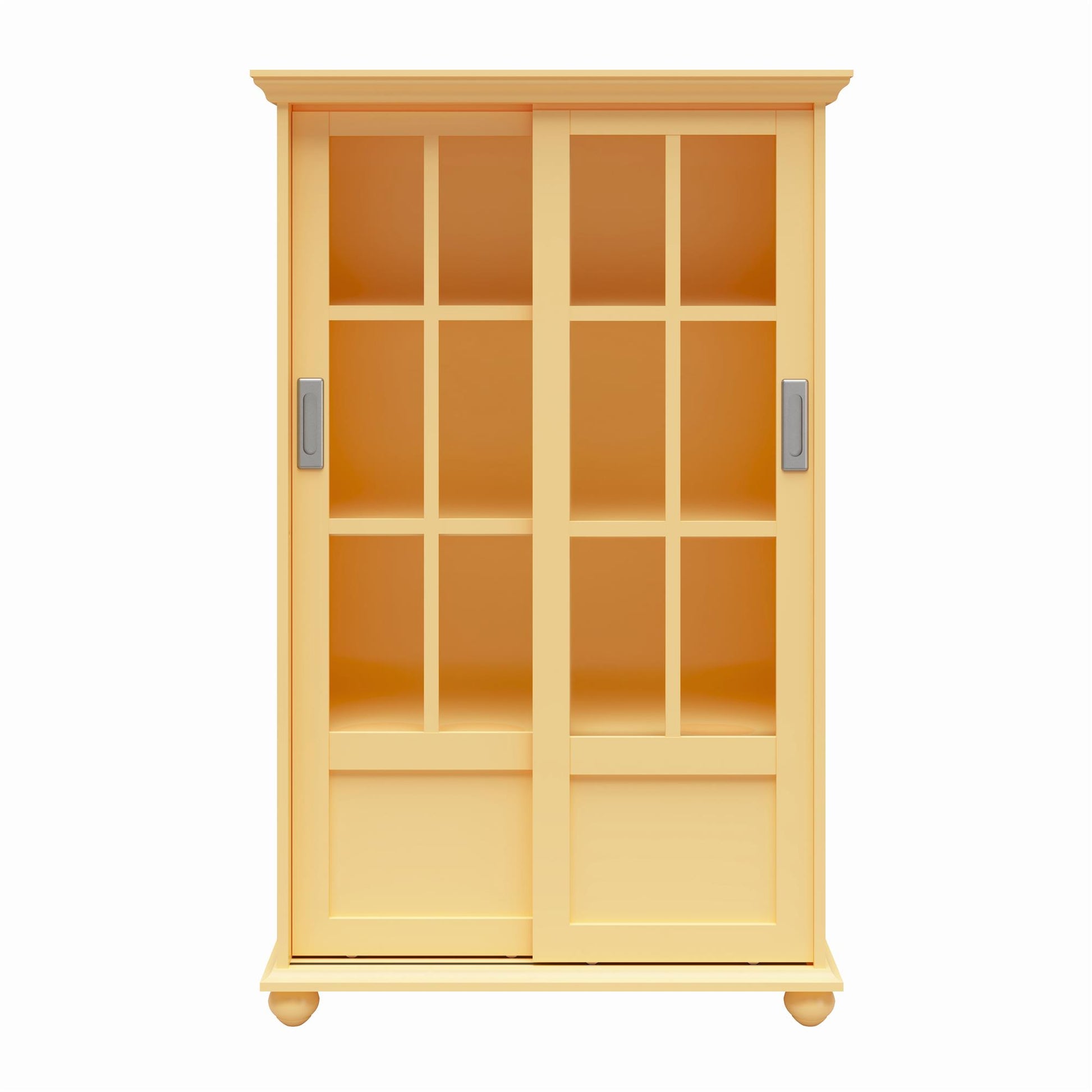 Aaron Lane Tall Bookcase with 2 Sliding Glass Doors - Sunlight Yellow