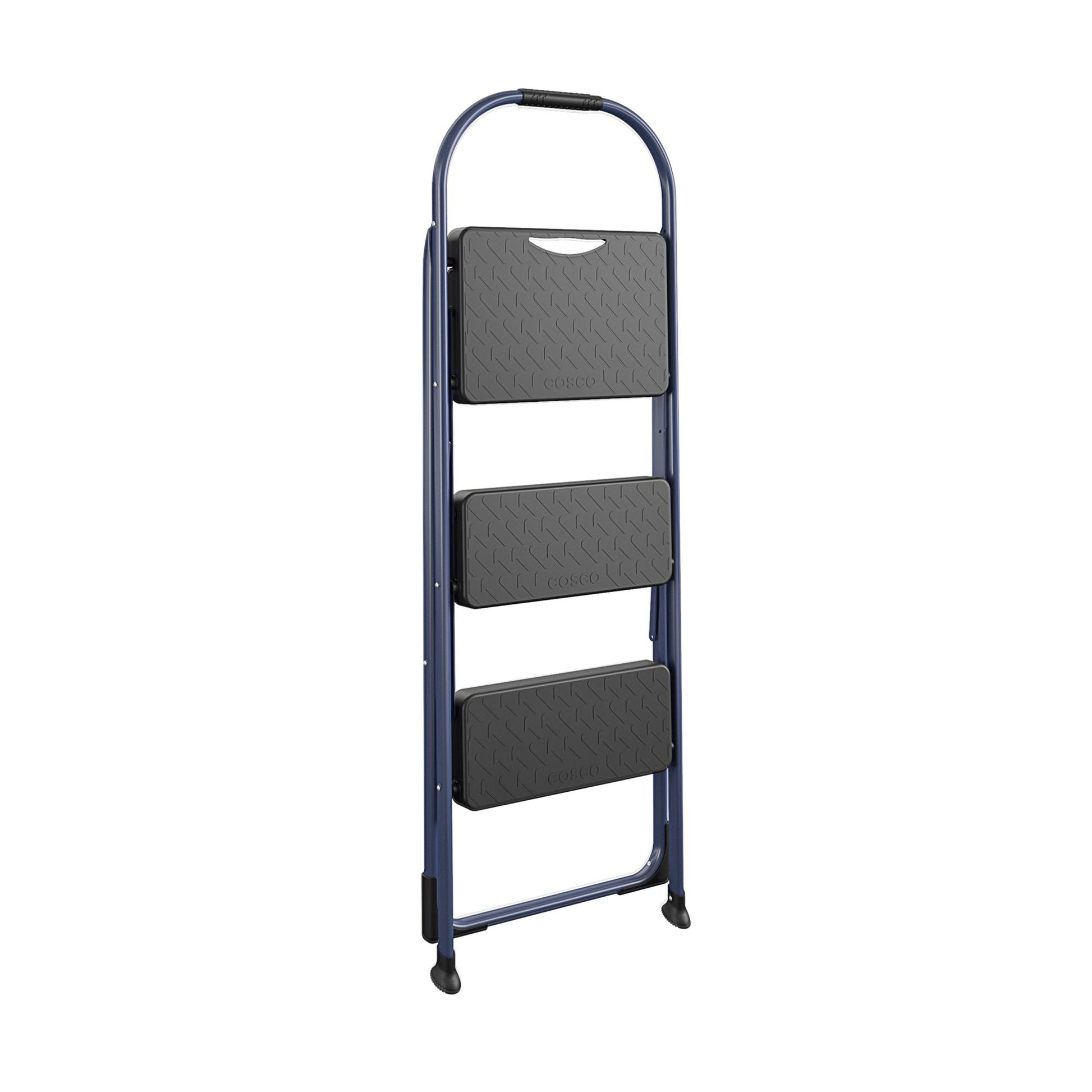 Multi-Step Folding Step Stool with 225 lb Weight Capacity - Navy - 3 Step 