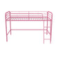 Jett Junior Loft Bed with Metal Frame and Built-In Ladder - Pink - Twin