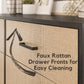 Kelly Nightstand, Faux Rattan & Black Oak - Black Oak